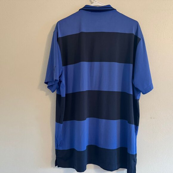 Puma Golf Polo Shirt Blue Black Striped Short Sleeve Size XL - Picture 3 of 3